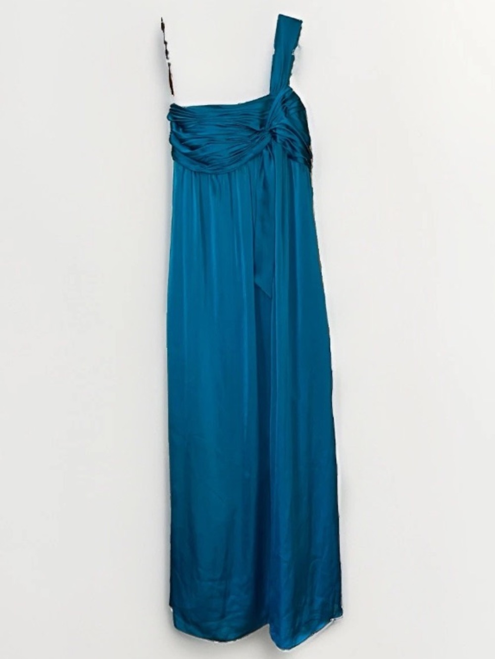Vineyard Collection Sz 10 Dress One Shoulder Evening Formal Teal Blue Floor Maxi